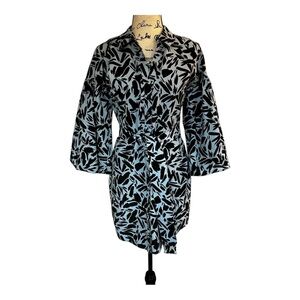 Veronica Beard Brushstroke Puffed Sleeve Shirtdress Tie Waist Cotton Silk Size 4